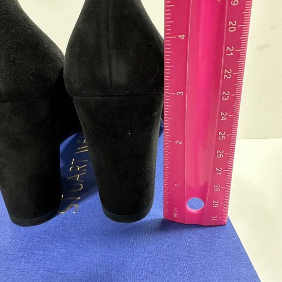 Stuart Weitzman Mary Pump Square Toe Block Heel Black Suede Women 8 N NIB $475 - Picture 10 of 10